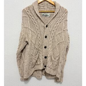 Aran Crafts Cable Knit Wool Sweater Cardigan Merino Wool Fisherman Grandpa